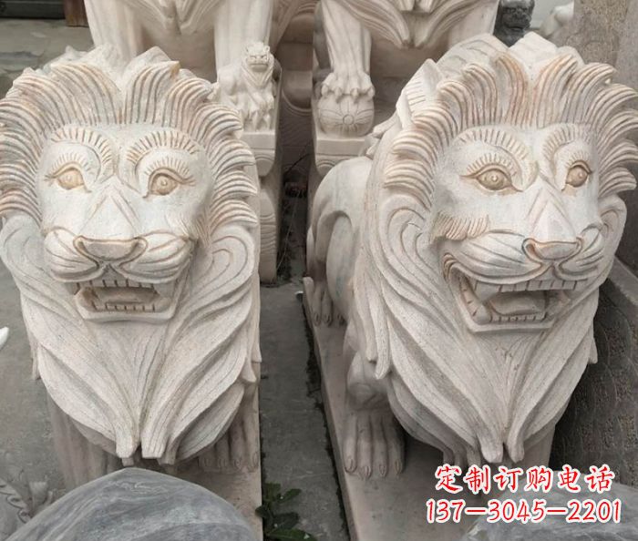 河南晚霞红欧式狮子石雕 (2)
