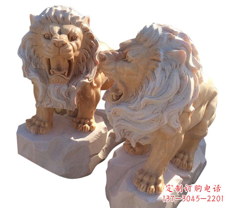 河南晚霞红欧式西洋狮子雕塑