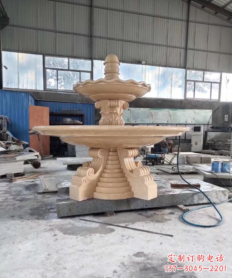 河南晚霞红喷泉石雕广场景观雕塑