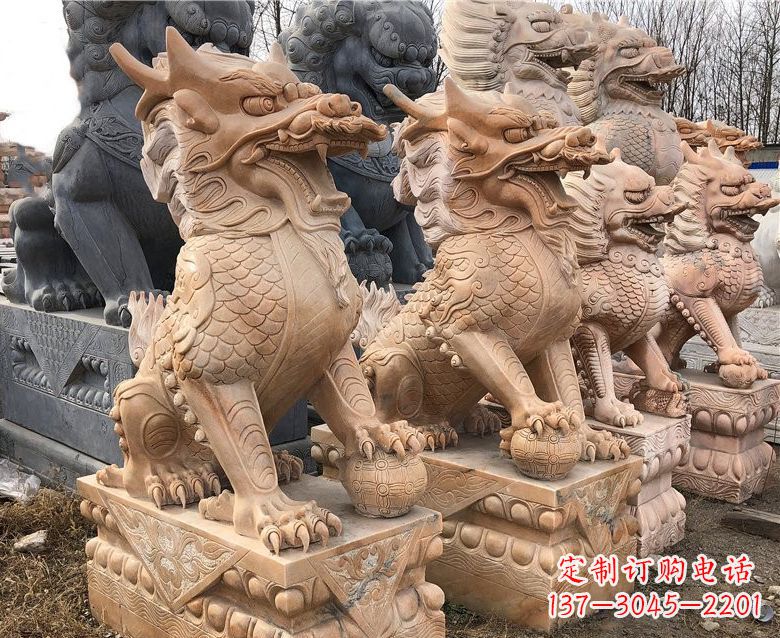 河南晚霞红麒麟石雕 (2)