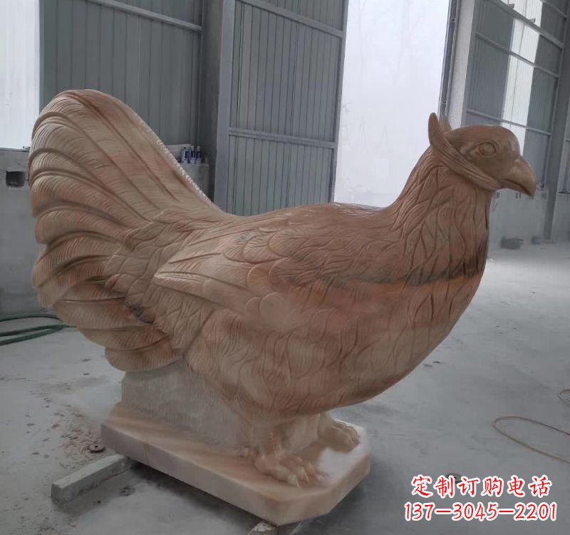 河南晚霞红石雕母鸡