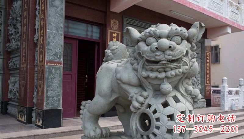 河南网球狮石雕南方狮子雕塑