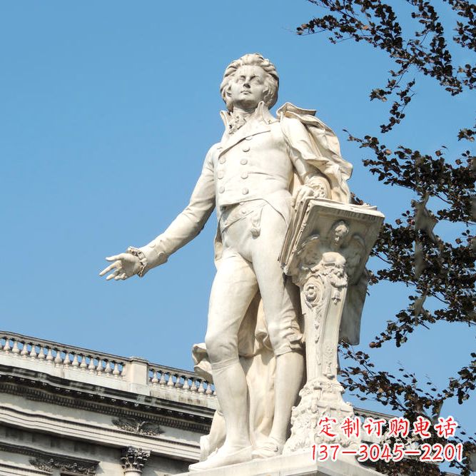 河南维也纳古典乐派代表人物之莫扎特汉白玉石雕像