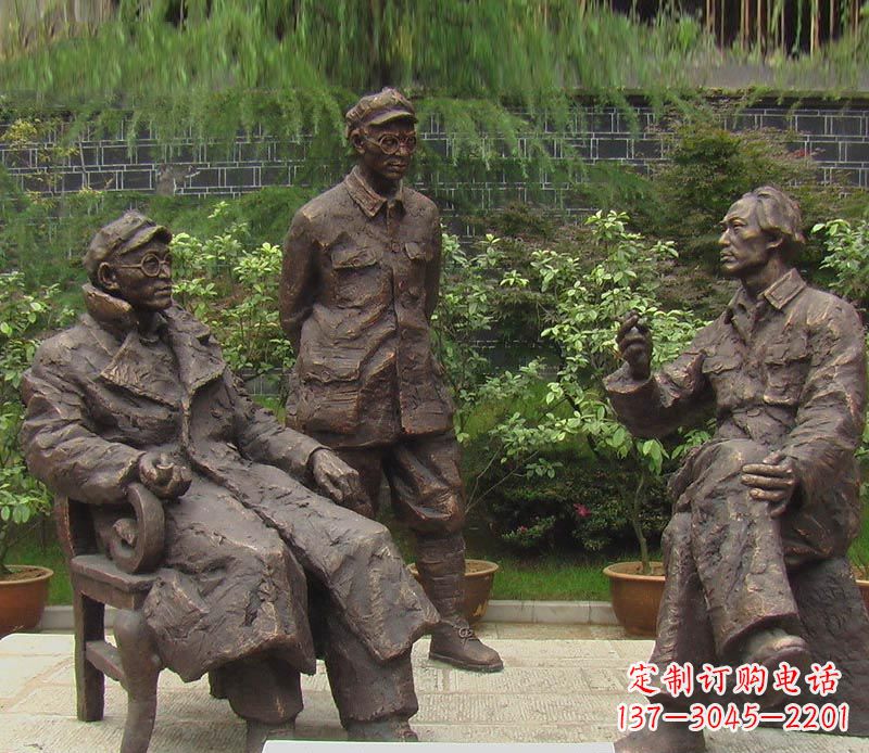 河南伟人毛泽东刘伯承铜雕