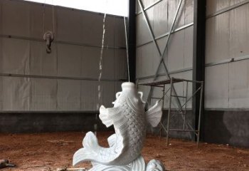 河南汉白玉石鲤鱼雕塑，让你的梦想成真！
