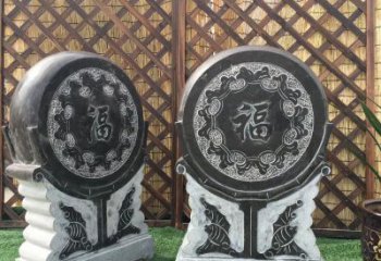 河南青石仿古福字抱鼓雕塑，让您的家园更加美观