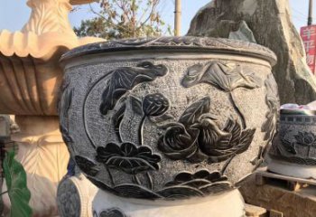 河南荷花浮雕鱼缸雕塑，让空间更加生机勃勃