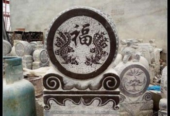 河南青石凤凰浮雕抱鼓石，精致历久弥新