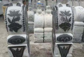 河南中领雕塑推出的青石荷花浮雕门墩雕塑，使用…