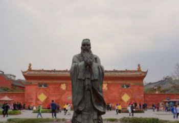 河南传统文化艺术品，青铜孔子行教人物雕塑