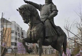 河南精致雕刻成吉思汗青铜骑马