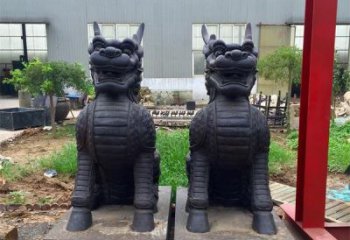 河南青铜精美麒麟雕塑，注入艺术气息
