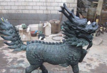 河南青铜雕制神兽麒麟，艺术匠心之至