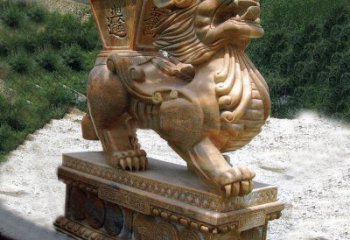 河南商场企业看门神兽“日进斗金”招财貔貅石雕