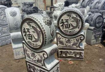 河南石雕貔貅抱鼓门墩雕塑
