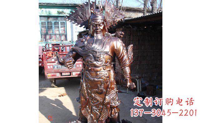 河南武财神持刀关公铜雕 (3)