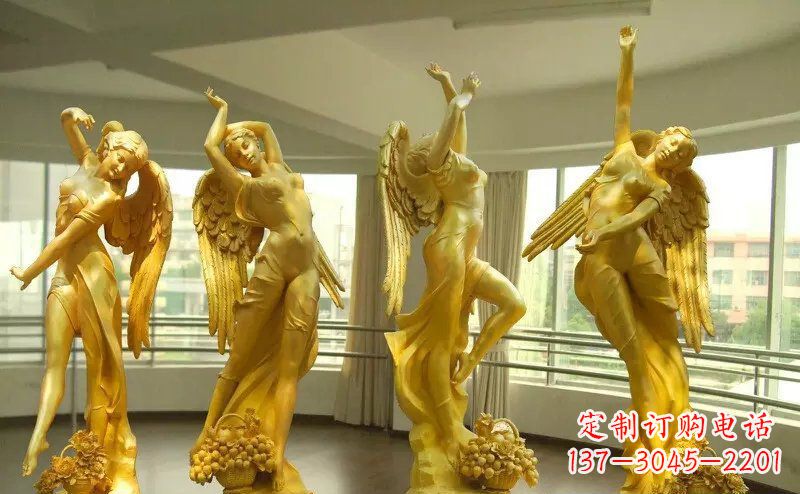 河南舞蹈四女神玻璃钢仿铜人物雕塑