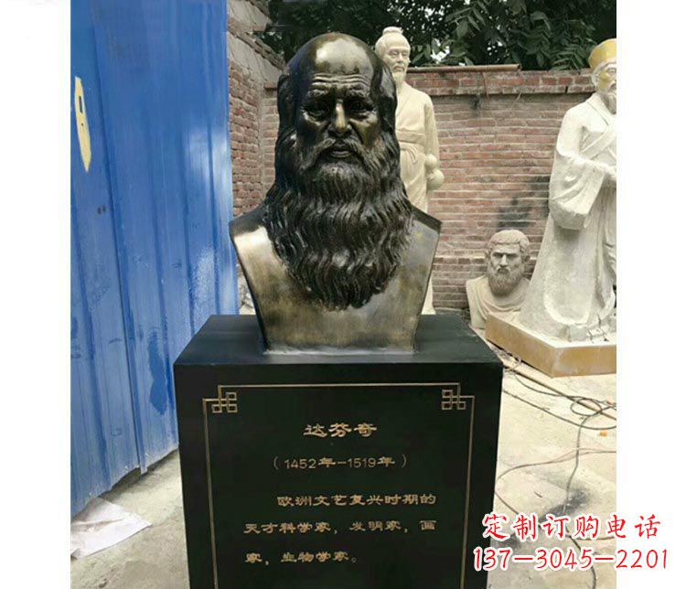 河南西方名人达芬奇胸像铜雕