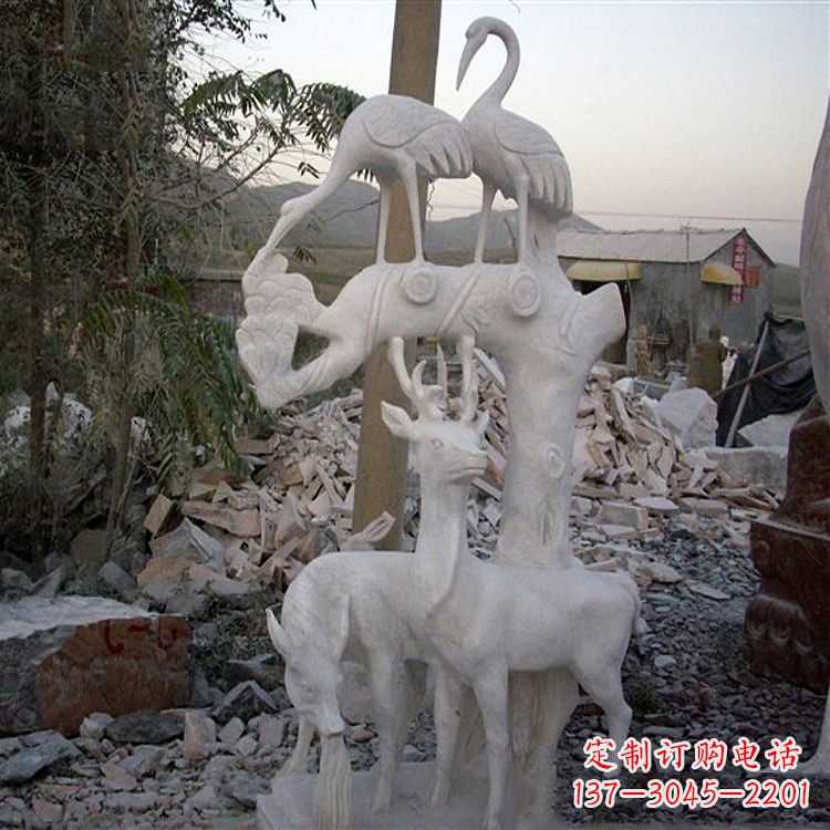 河南仙鹤石雕景观摆件
