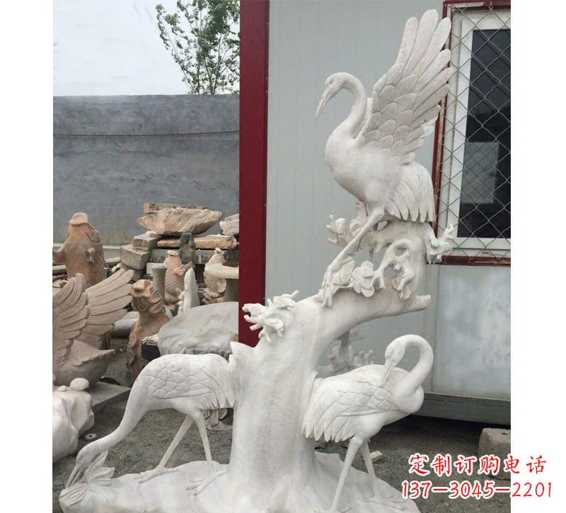 河南仙鹤松树石雕