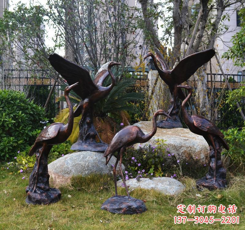 河南仙鹤铜雕塑 (2)