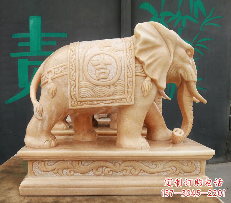 河南现代石雕大象雕像