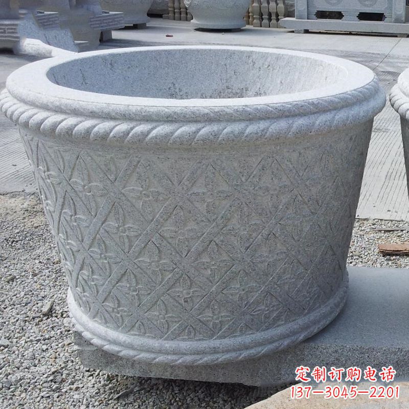 河南现代石雕花盆雕塑