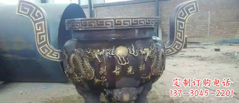 河南祥光古刹寺庙香炉铜雕