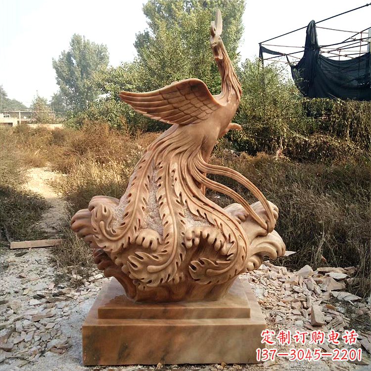 河南祥瑞凤凰晚霞红石雕