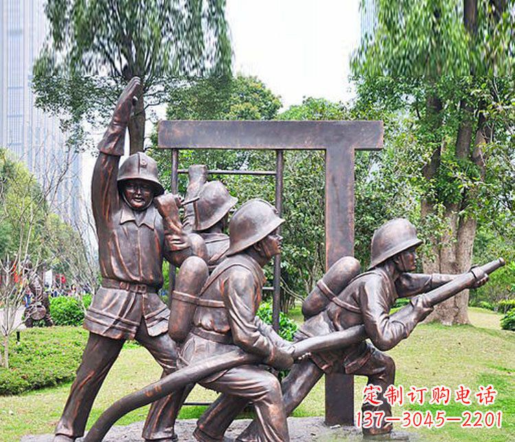 河南消防员人物铜雕 (2)