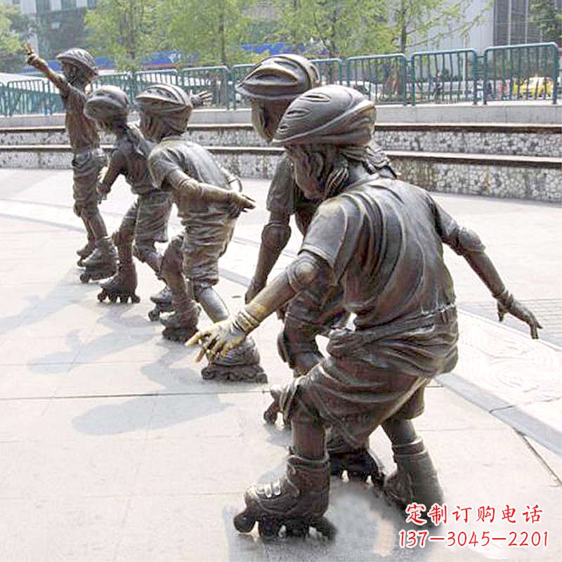 河南小孩滑旱冰广场运动主题雕塑
