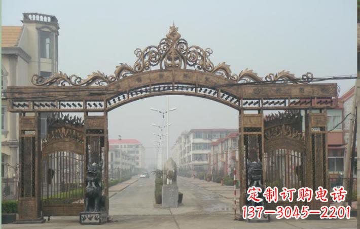 河南小区不锈钢门口牌坊雕塑