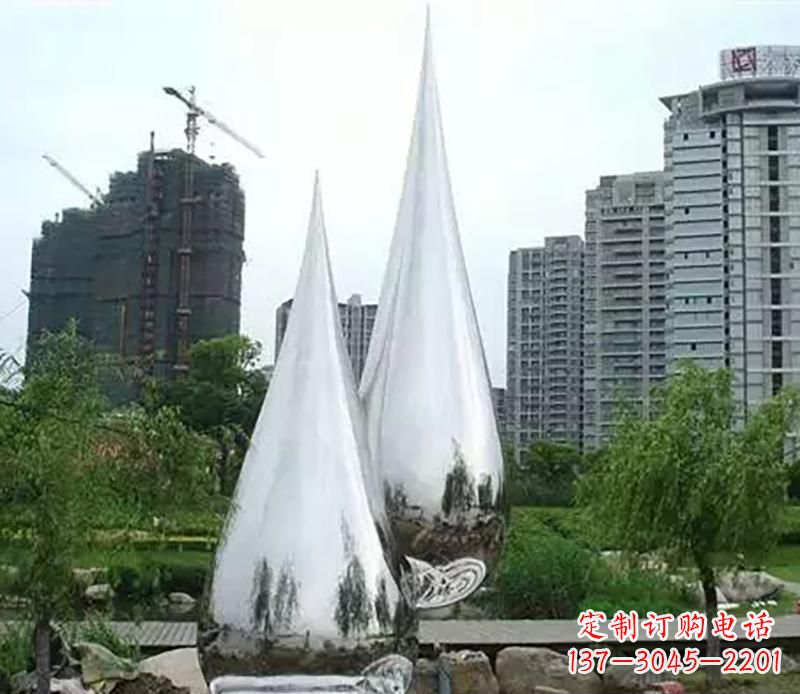 河南小区不锈钢水滴雕塑