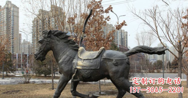 河南小区动物奔跑的马铜雕