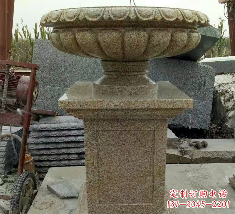 河南小区花岗岩花盆雕塑