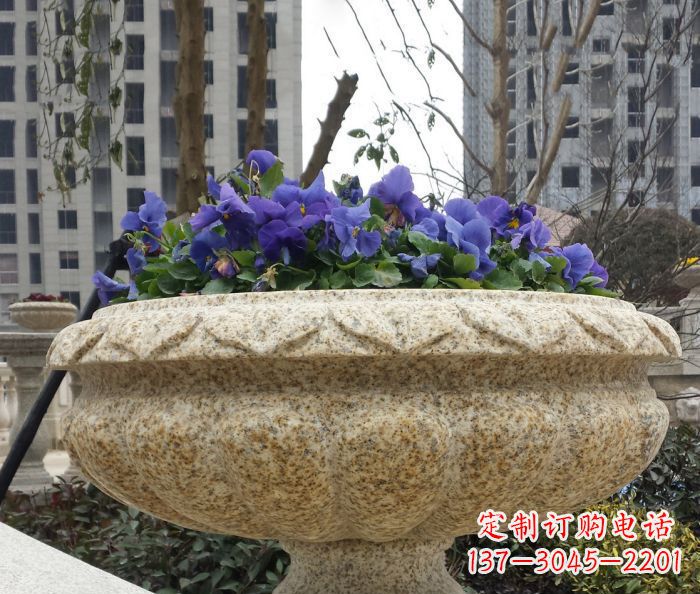 河南小区景观大理石花盆石雕