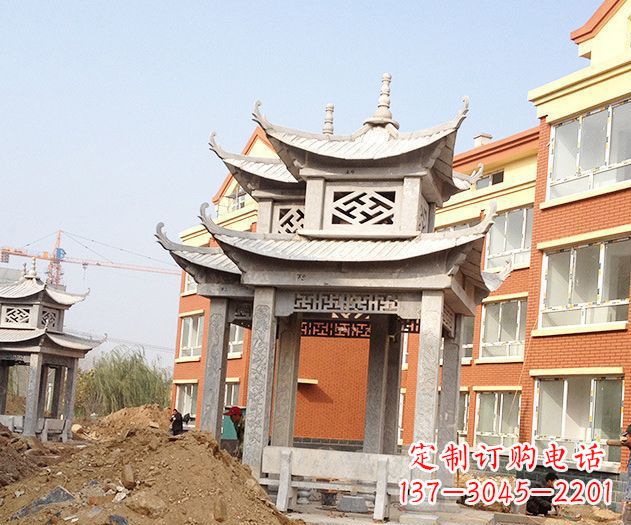 河南小区景观大理石凉亭石雕