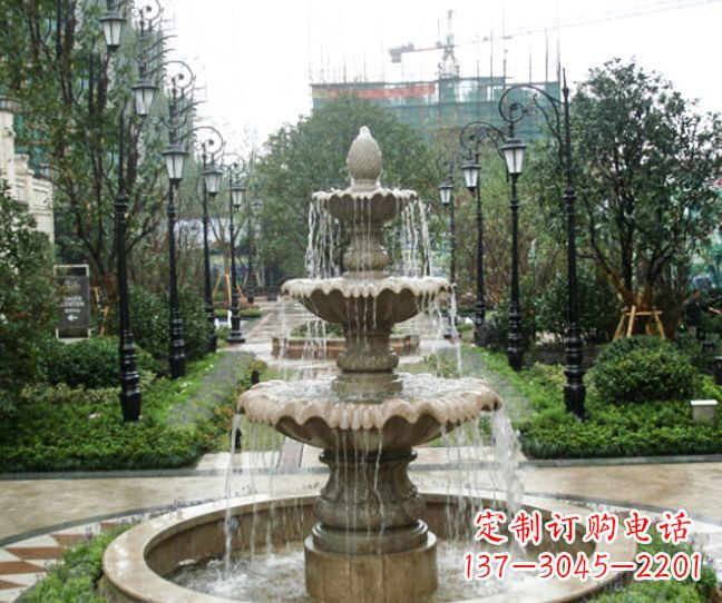 河南小区景观大理石喷泉石雕 (4)