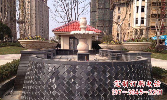 河南小区景观大理石喷泉石雕 (3)