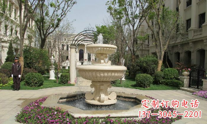 河南小区景观大理石喷泉石雕 (7)