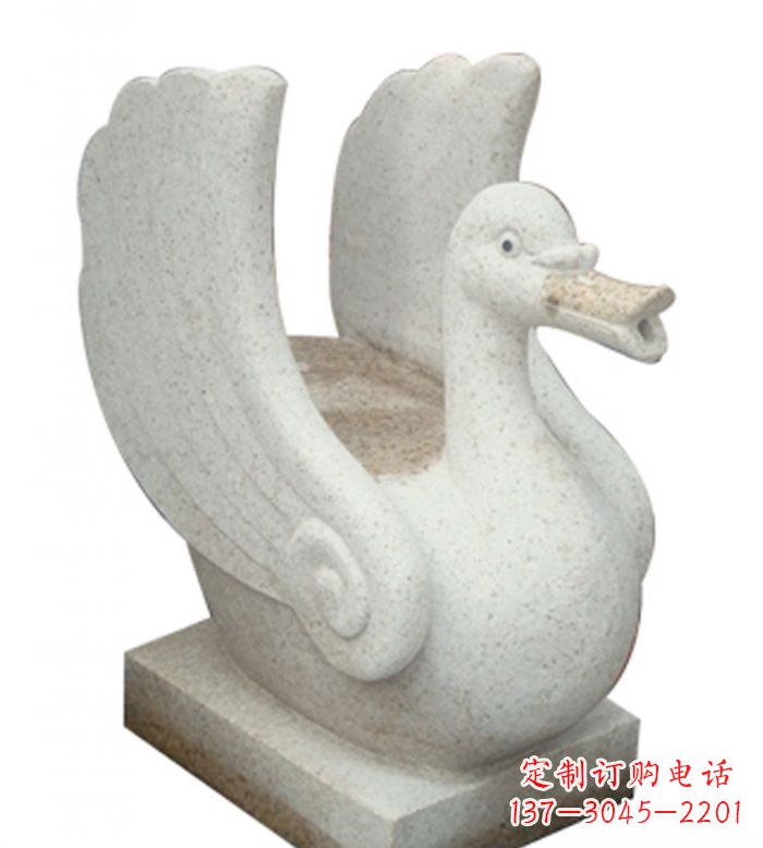 河南小区景观大理石天鹅喷泉石雕 (2)