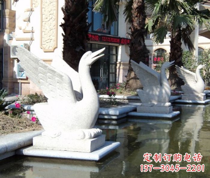 河南小区景观大理石天鹅喷泉石雕