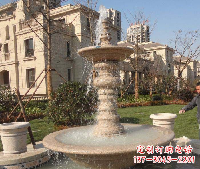 河南小区景观多层喷泉石雕 (2)