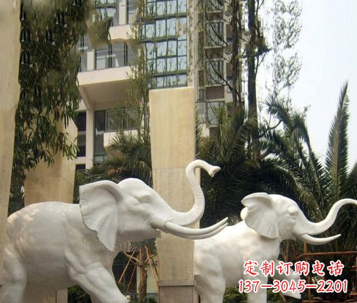 河南小区景观汉白玉大象石雕