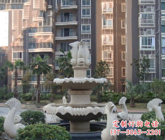 河南小区景观鲤鱼喷泉石雕