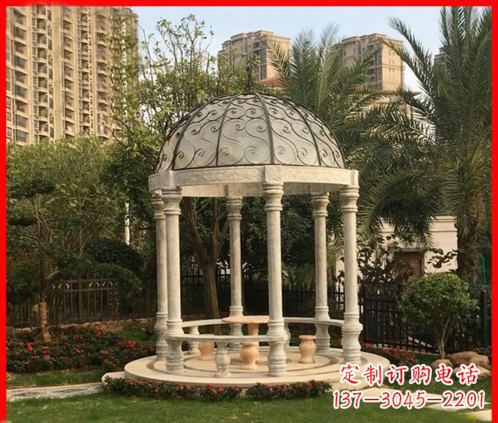 河南小区欧式圆顶凉亭石雕 (2)