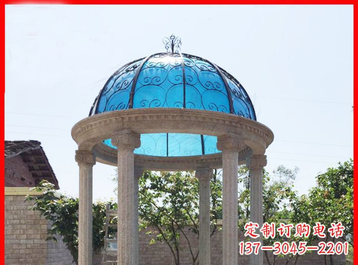 河南小区欧式圆顶凉亭石雕_2
