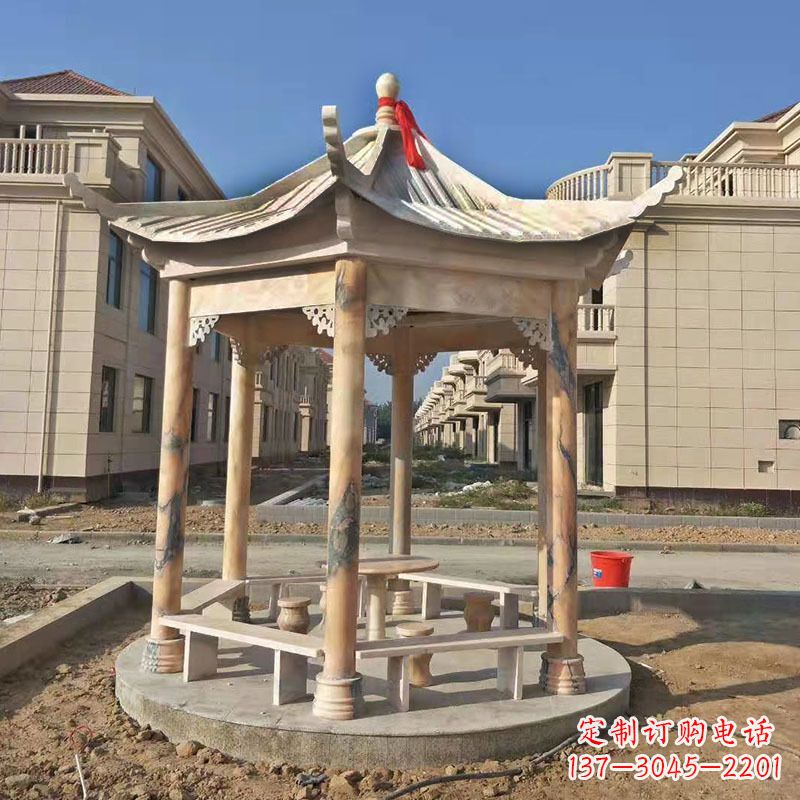 河南小区庭院石雕凉亭