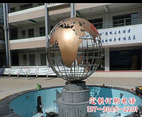 河南校园不锈钢地球喷泉雕塑