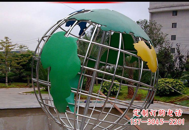 河南校园不锈钢地球仪造型雕塑